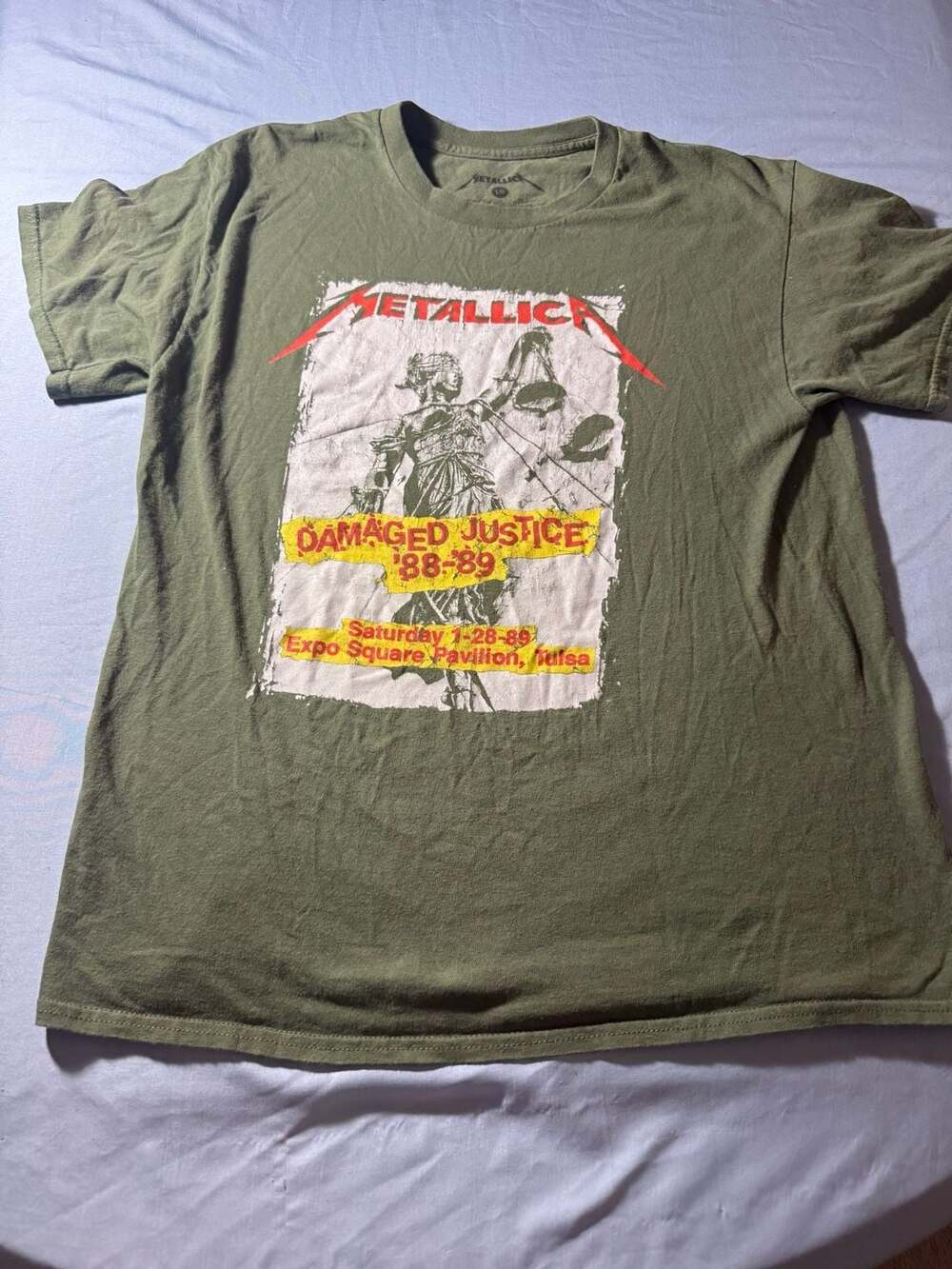 Metallica Damaged Justice 1988-89 Tour Shirt - Green - Large